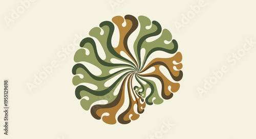 Organic swirling abstract design in earthy tones, creating a mesmerizing spiral pattern that evokes natural harmony and fluid motion