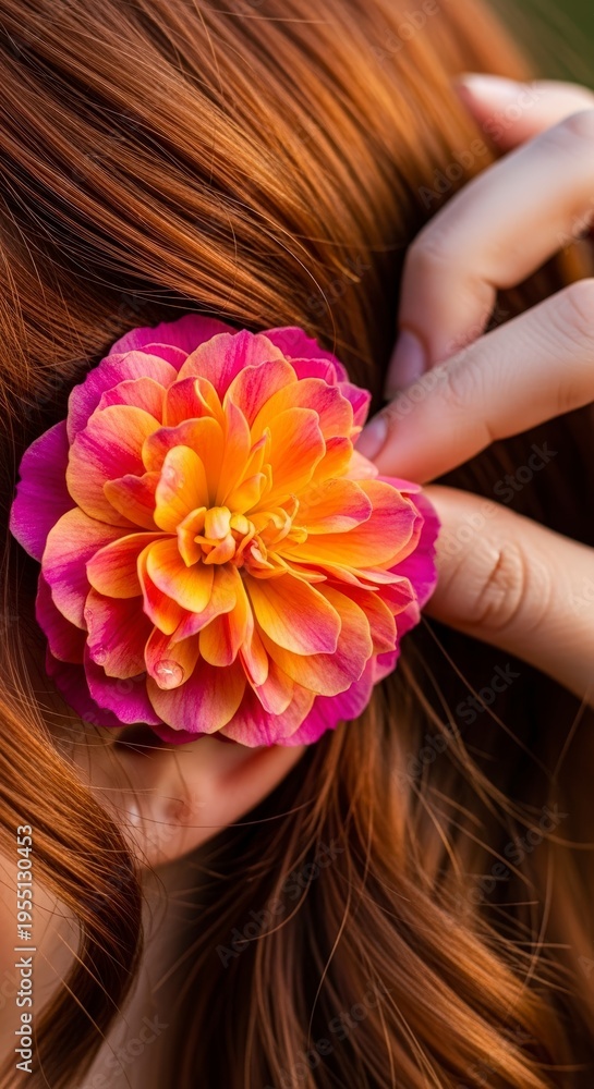Naklejka premium Woman with flower in her hair.