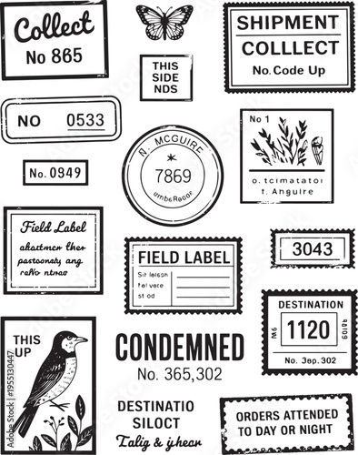 Antique Style Shipping Stamps and Naturalist Label Collection