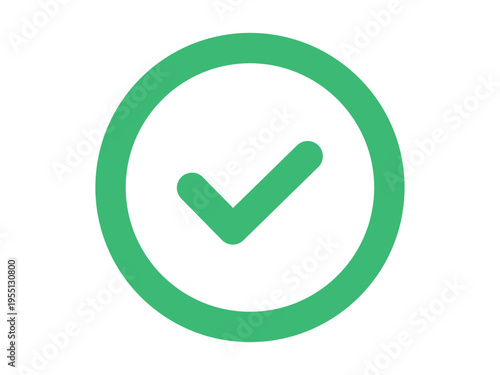 Green Check Mark Icon – Tick Approval Symbol in Circle, Success Checkmark Vector on Transparent Background