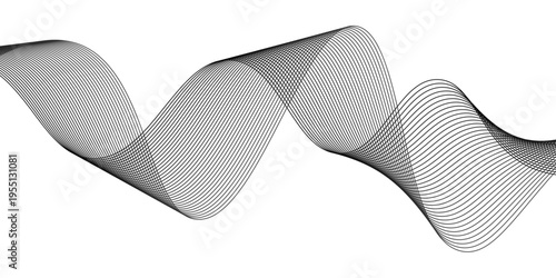 abstract grey wavy lines on white background, 3d flowing ribbon wave pattern, minimalist corporate motion background