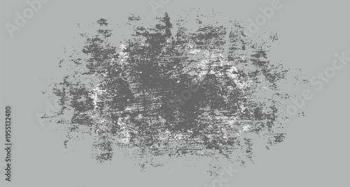A grayscale abstract image with a central dark shape and pixelated texture on gray background
