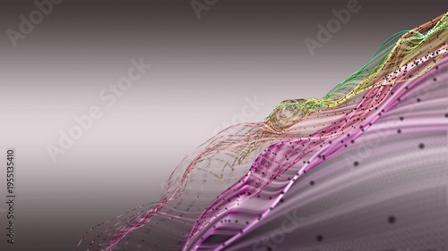 Fantastic video animation with particle wave object in slow motion, 4096x2304 loop 4K