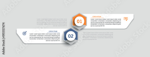 Vector infographic template with icons and 2 options or steps. Can be used for process diagram, presentations, workflow layout, flow chart, info graph	