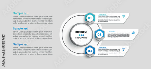 Business infographic template with 3 options or steps	