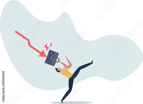 Business failure, economic recession or investment loss or stock market falling down, crisis or crash, investing risk or depression concept.person's life situation and his activities.