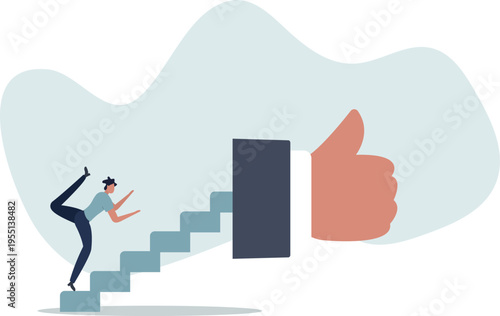Success steps to reach work achievement, stair or ladder of success, self improvement or career development, step to succeed and reach goal concept.person's life situation and his activities.
