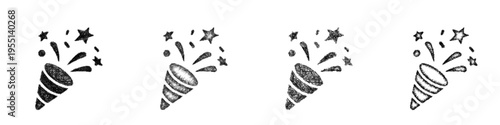 Sketch confetti popper icon design set