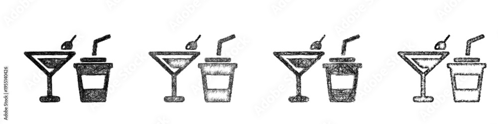 Obraz premium Sketch party drinks icon design set