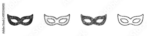 Sketch party mask icon design set