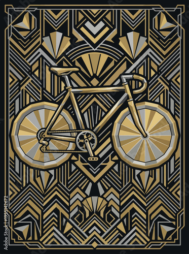 Track bicycle art deco geometric poster illustration