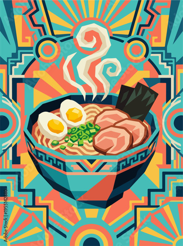 Pasta poster with penne rigatoni farfalle and spaghetti illustrations