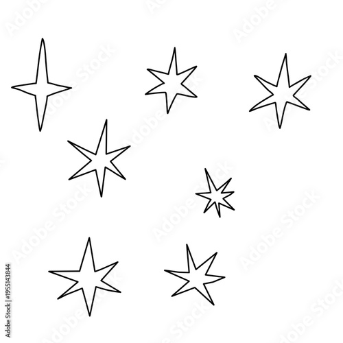 Star icon. Premium quality, favorite shiny and sparkling pictogram, blink glitter and glowing symbol. Night sky decorative boho elements isolated set. Cosmic celestial bodies of different shape