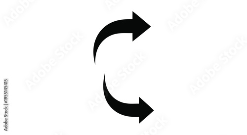 A simple black icon depicting two curved arrows forming a circular loop
