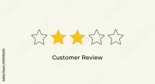 Two star customer review rating on light background