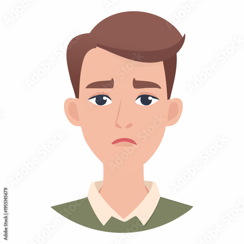 Upset young man with a sad expression illustration
