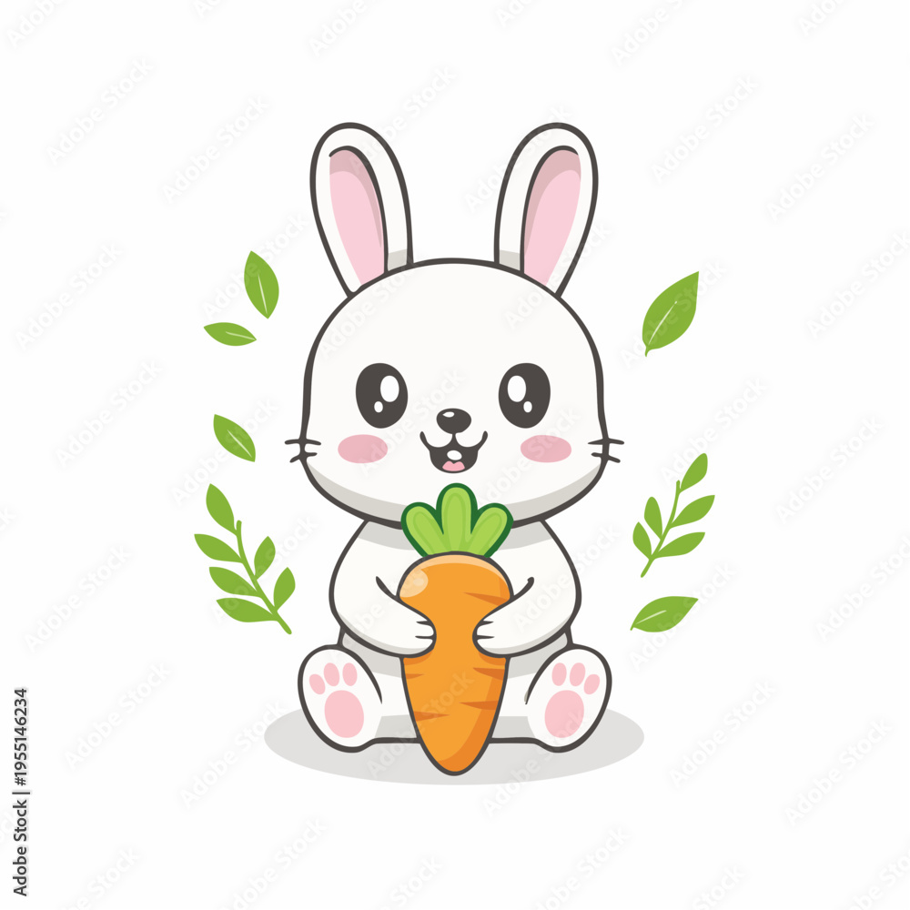 Fototapeta premium Niedlicher Hase mit Karotte