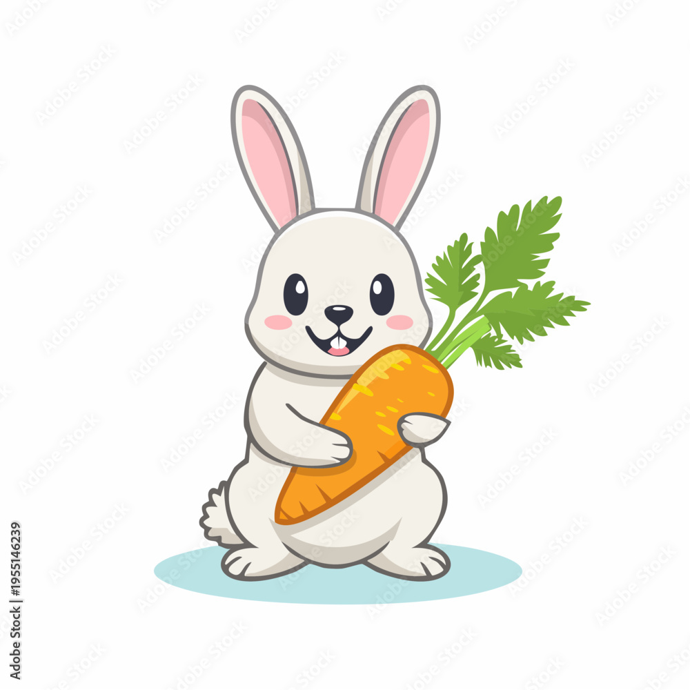 Fototapeta premium Niedlicher Hase mit Karotte