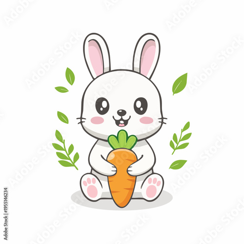 Niedlicher Hase mit Karotte