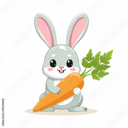 Niedlicher Hase mit Karotte