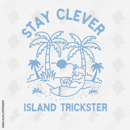 T shirt with island trickster graphic.