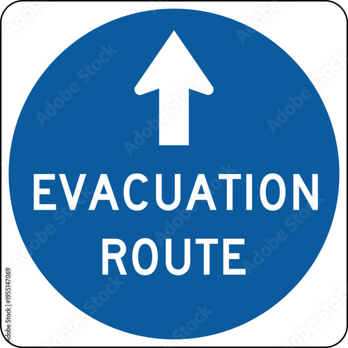 Evacuation Route Blue Emergency US Road Sign Vector