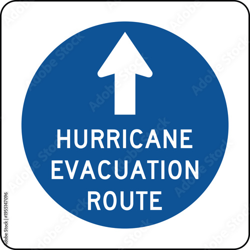 Foto Hurricane Evacuation Route Blue Emergency US Road Sign Vector