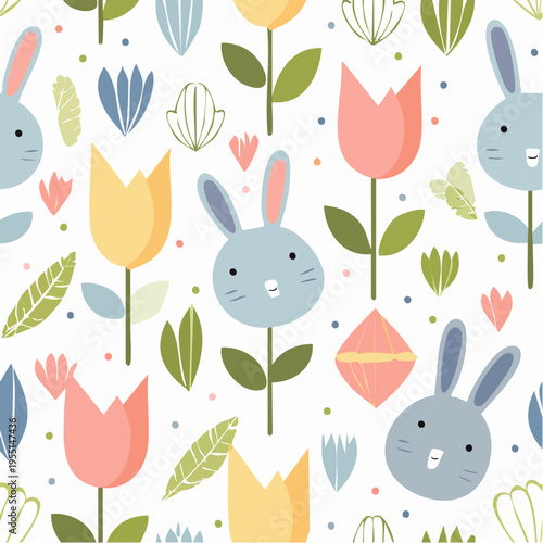 Nahtloses Ostermuster im modernen skandinavischen Design