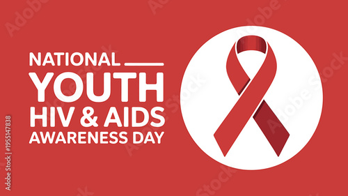 National Youth HIV and AIDS Awareness Day red ribbon logo on white circle