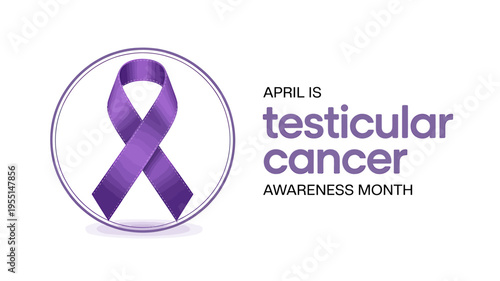 Purple ribbon in circle for testicular cancer awareness month in April