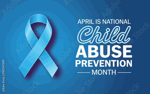 Blue ribbon awareness symbol for child abuse prevention month in April