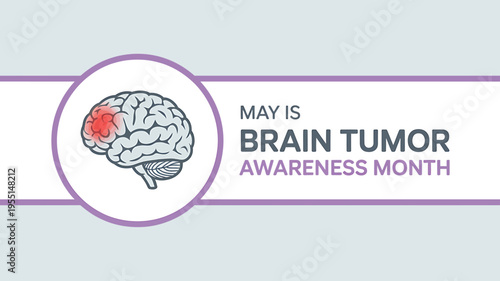 Brain tumor awareness month information graphic with human brain illustration
