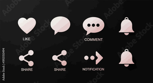 Minimalist social media icons on black background for digital communication