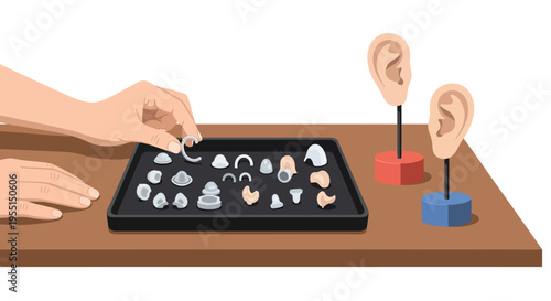 Exploring hearing aid components: hands-on engagement and simulated ears on display