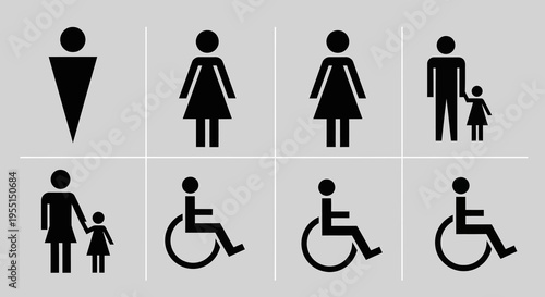 Accessible symbols set featuring gender and disability inclusive icons