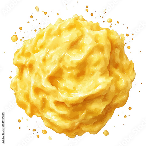Scrambled Eggs, delicate painting watercolor vector with vivid brush accents, isolated on a white background.