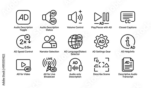 Audio description icons for accessibility and inclusive media experience