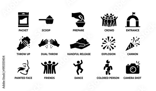 Icons depicting miscellaneous actions and concepts