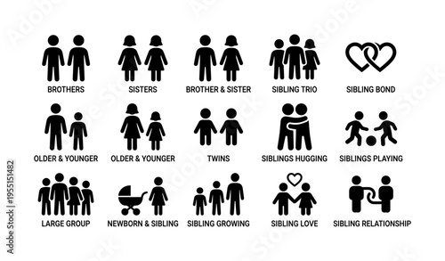 Silhouette depictions of sibling relationships and family dynamics