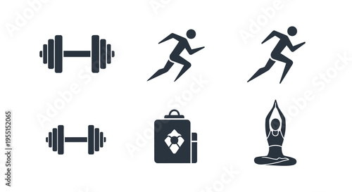 Fitness icons collection: silhouette style for active lifestyle designs