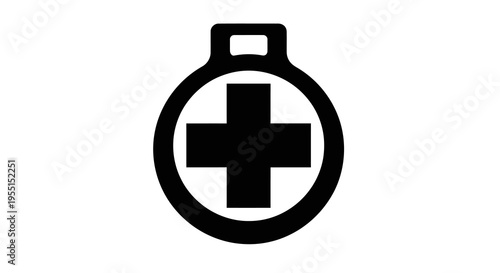 Simple black medical cross emblem on white background