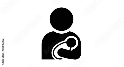 Parent holding baby silhouette icon for family and childcare concepts