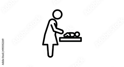 Parent changing baby diaper simple icon