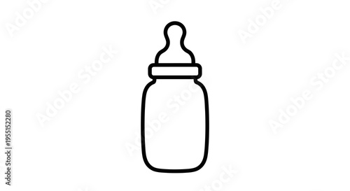 Simple linear icon of baby bottle on white background for parenting themes