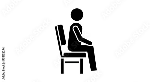 Silhouette of person sitting on chair: minimalist black icon design