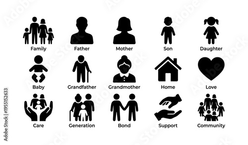 Family icons: generations, relationships, and community symbols
