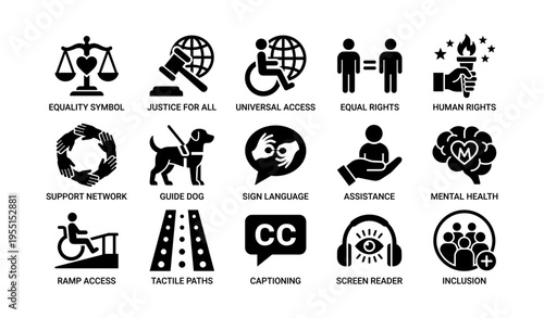 Universal access and inclusion symbols for equal rights and support systems