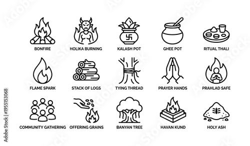 Holika dahan symbols: rituals, fire, prayer, offerings, community celebrations