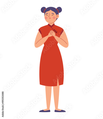 Chinese Woman Traditional Lunar Outfit