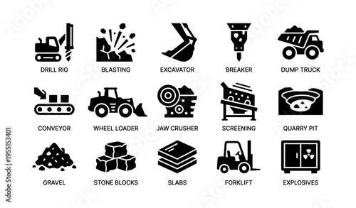 Icons of construction: machinery, equipment, and mining operations